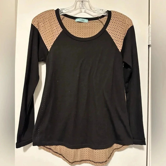 Karlie black and brown long sleeve top size S - Picture 1 of 5